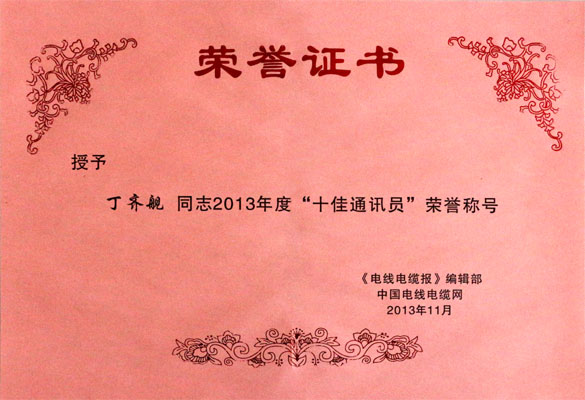 凯发k8集团在2013年《电线电缆报》暨中国电线电缆网事情聚会上载誉而归