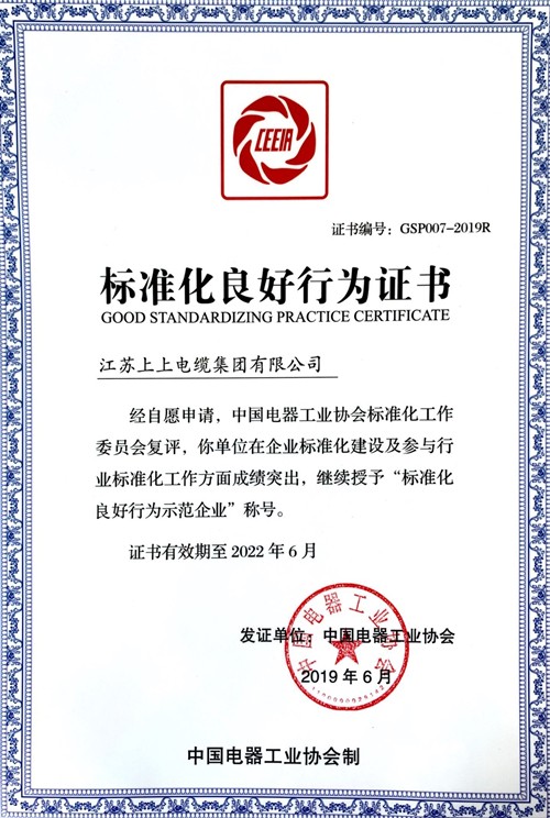 凯发k8电缆顺遂通过“标准化优异行为树模企业”复评